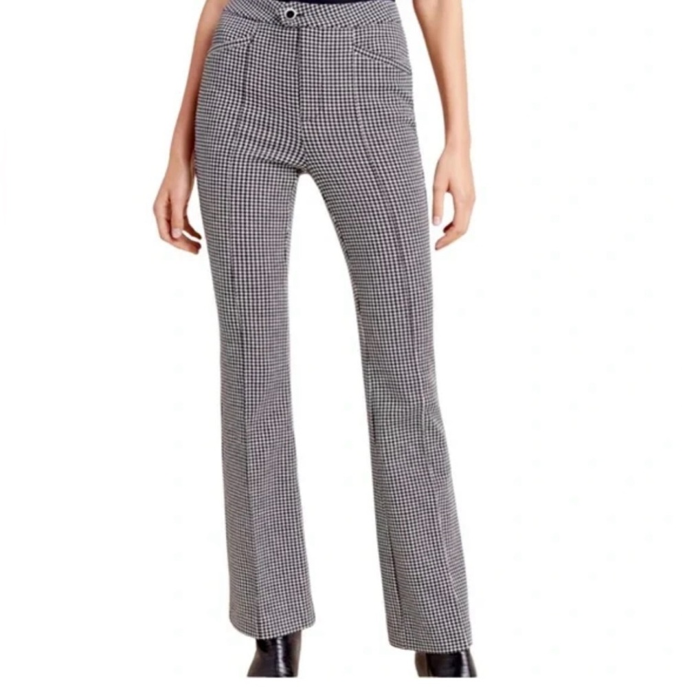 Anthropologie Black and White Checkered Straight Leg Pants